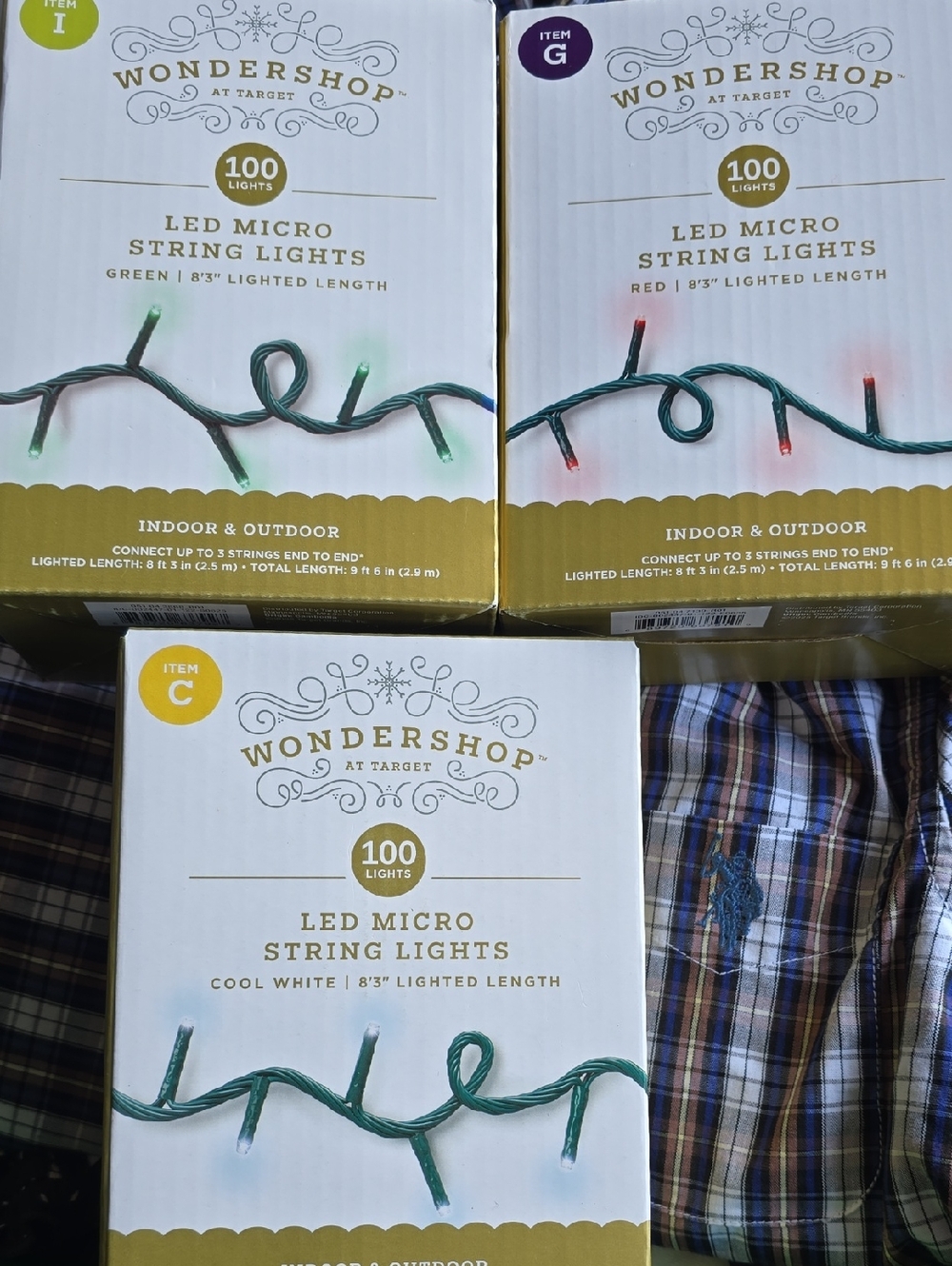 Wondershop LED Micro String Lights - 100 Lights (Green, Red, Cool White)